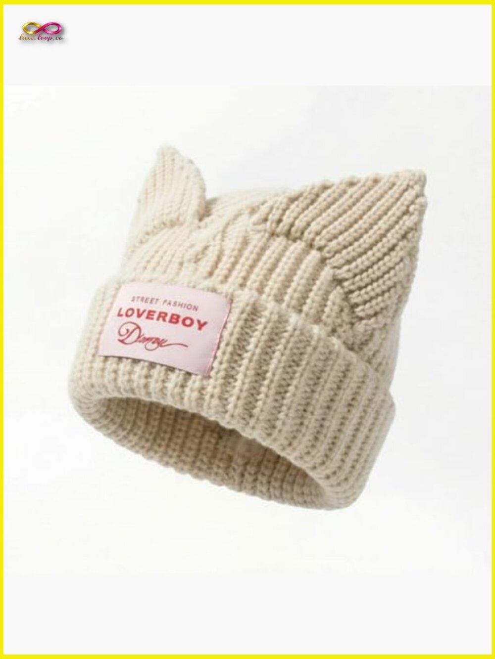 Cat Ear Beanie Y2K Cute Knit Hat with Ears Warm Crochet Skull Cap - Picture 2 of 6
